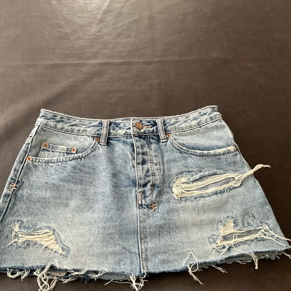 Distressed Denim Mini Skirt Ksubi